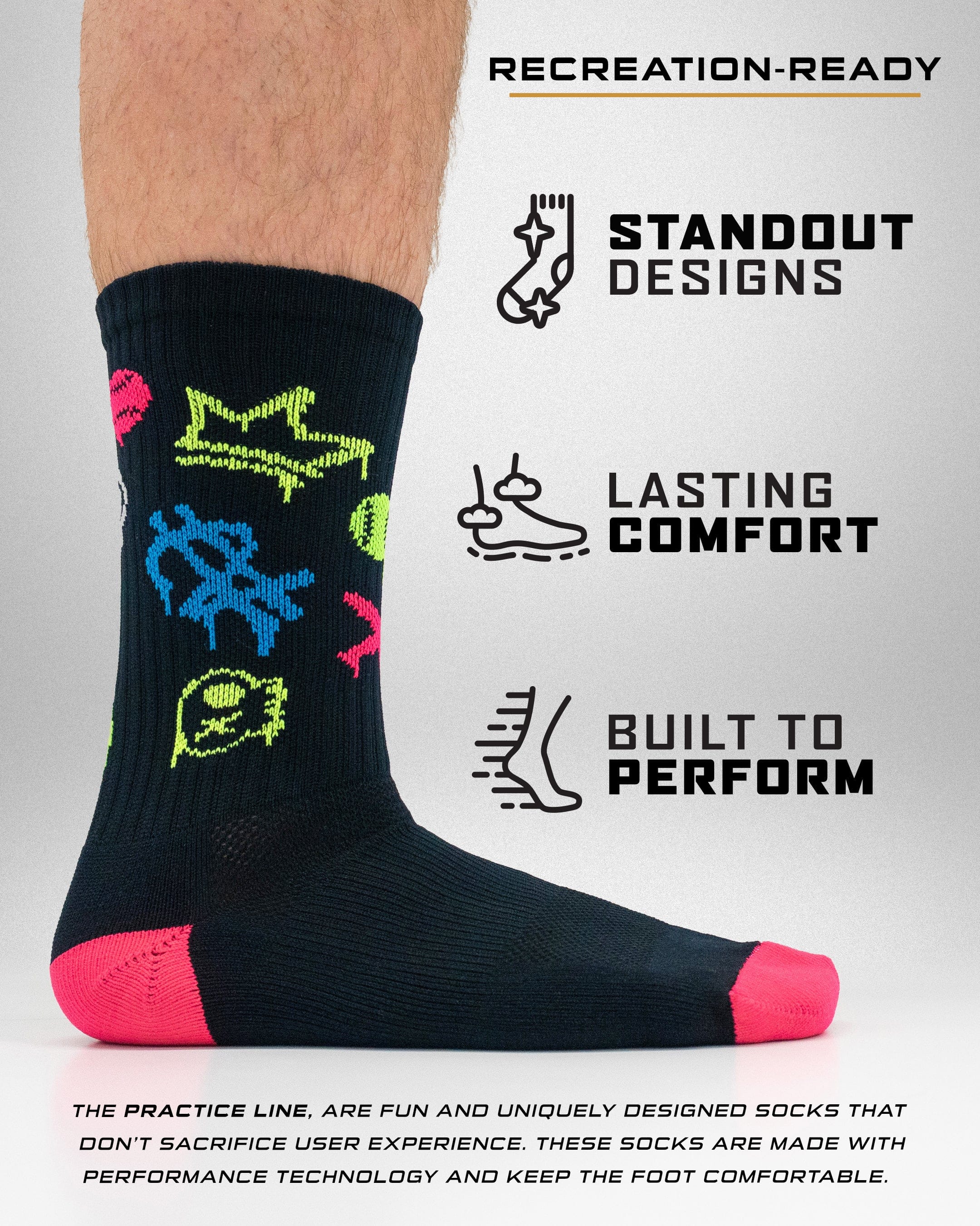 After-Glow Graffiti Neon Baseball Crew Socks - Image 4