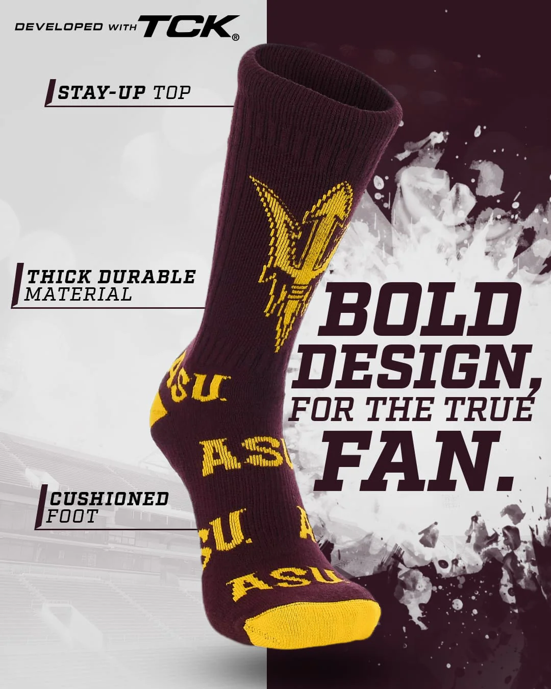 Arizona State Sun Devils Mayhem Crew Socks - Image 2