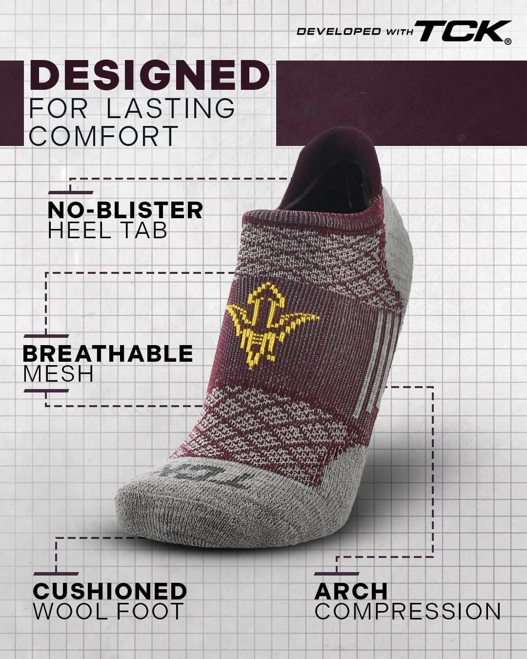 Arizona State Sun Devils No Show Tour Socks - Image 2