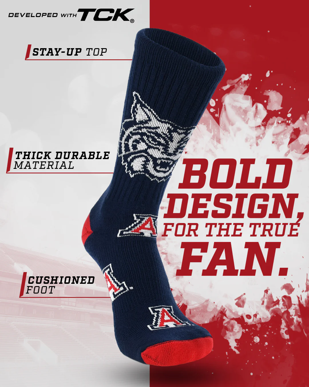 Arizona Wildcats Mayhem Crew Socks - Image 2