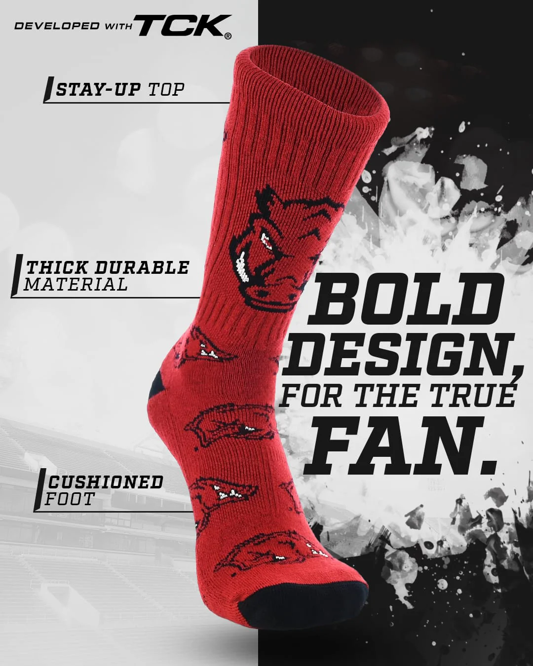 Arkansas Razorbacks Mayhem Crew Socks - Image 2