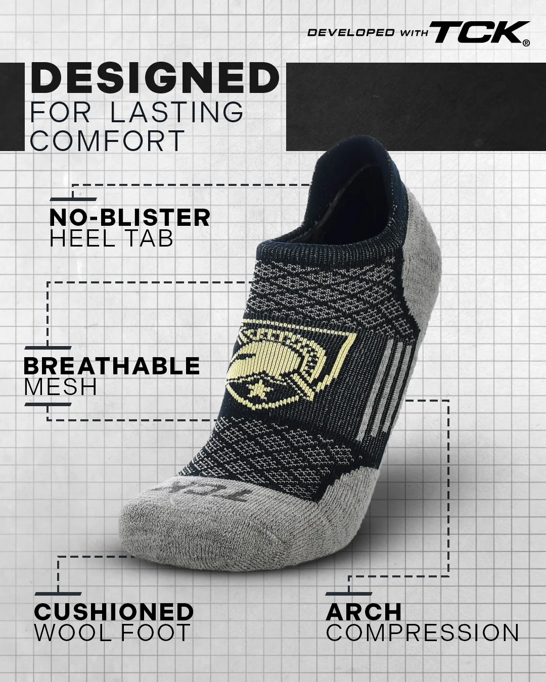 Army West Point Black Knights No Show Tour Socks - Image 2