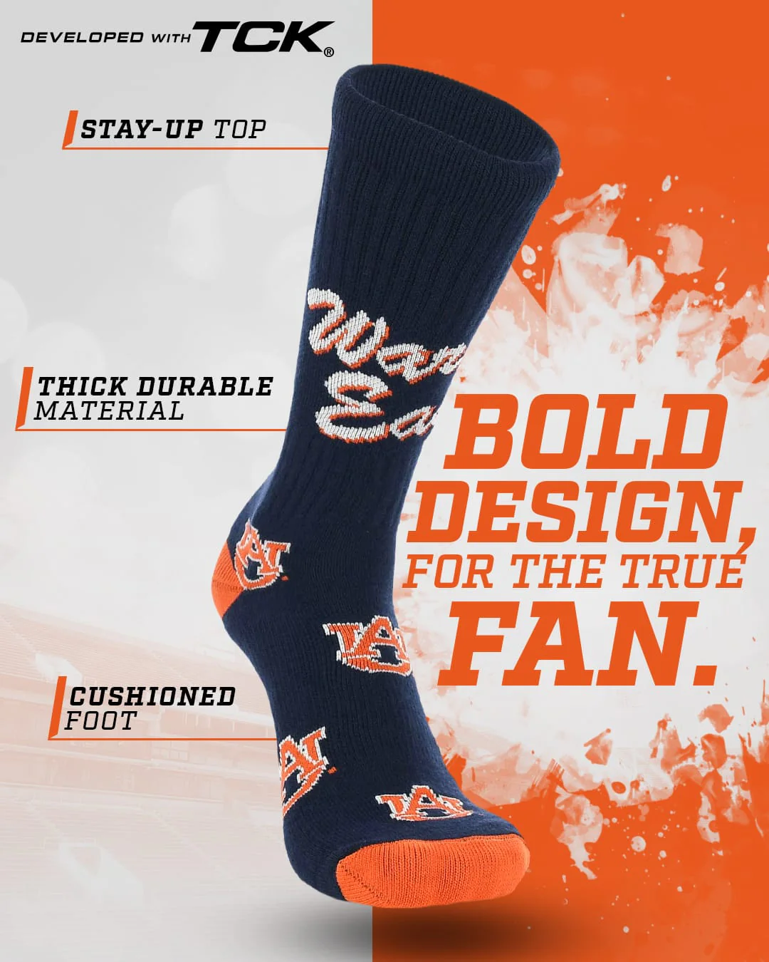 Auburn Tigers Mayhem Crew Socks - Image 2