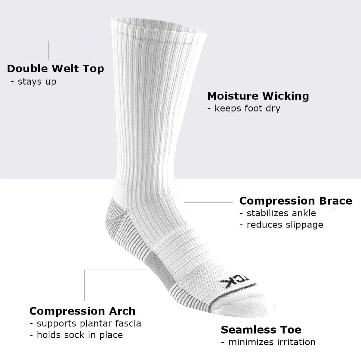 Athletic Sports Socks Crew Length 3-pack - Image 3