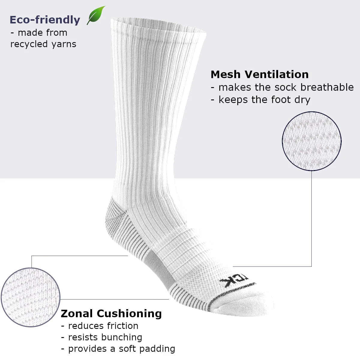 Athletic Sports Socks Crew Length 3-pack - Image 4