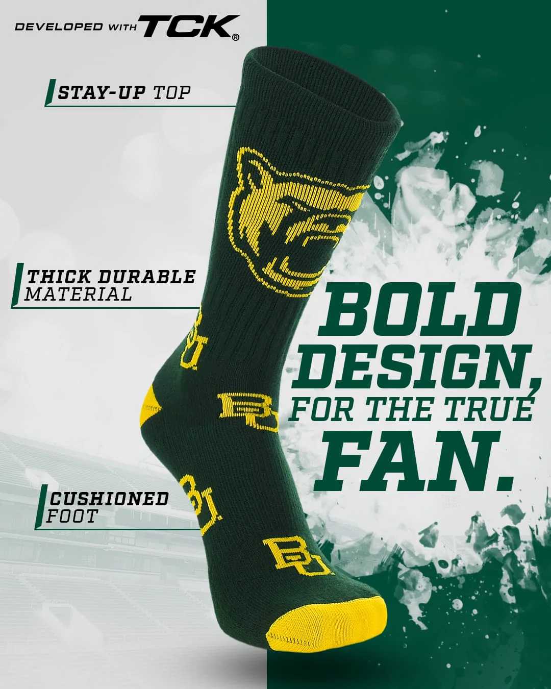 Baylor Bears Mayhem Crew Socks - Image 2