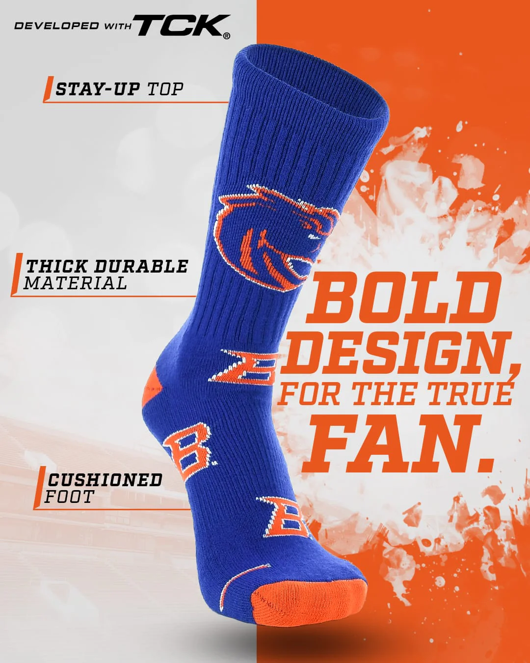 Boise State Broncos Mayhem Crew Socks - Image 2