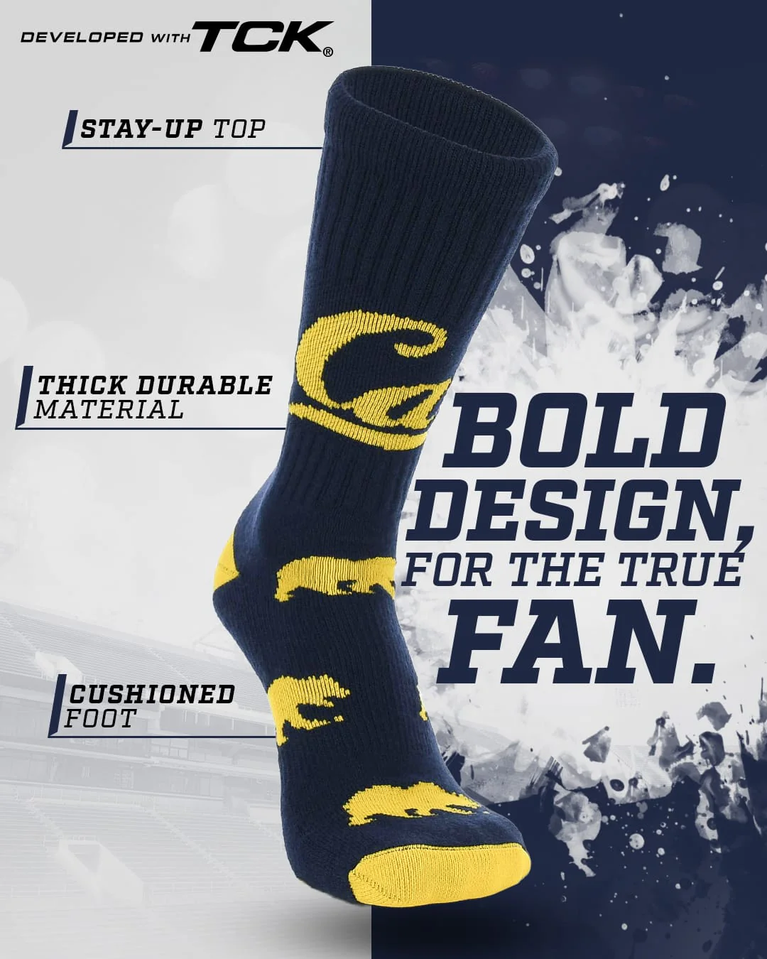 Cal Berkeley Golden Bears Mayhem Crew Socks - Image 2