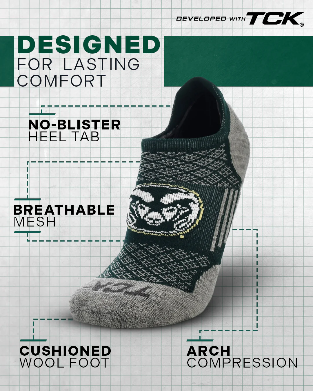 Colorado St. Rams No Show Tour Socks - Image 2