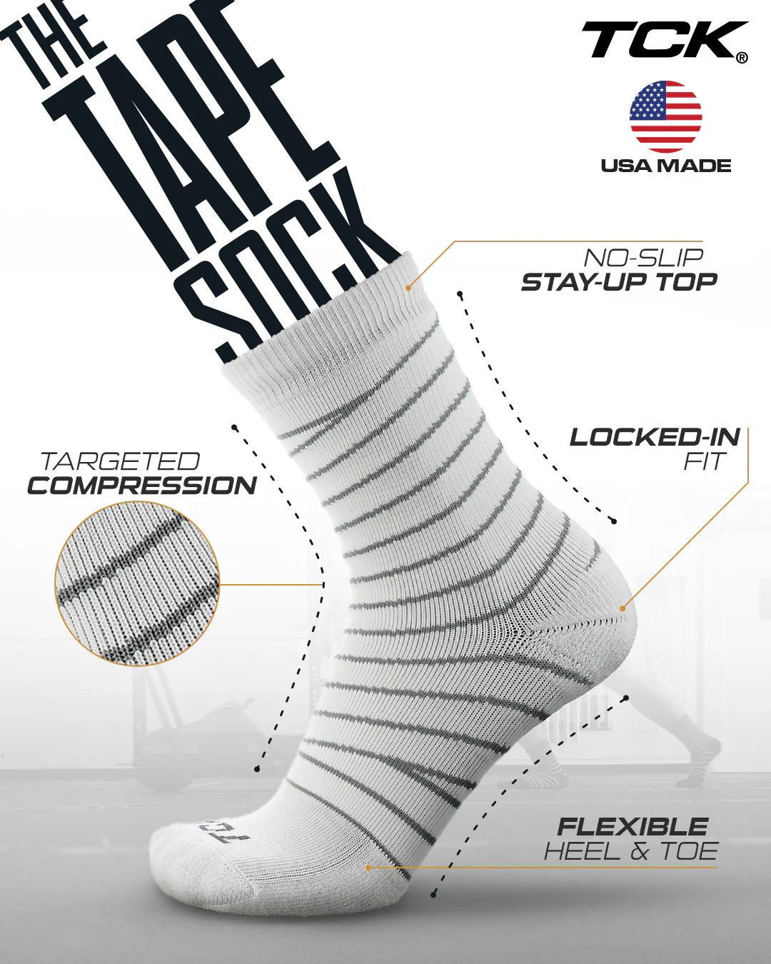 Custom Logo Tape Sock (20-30 mmHg Ankle Compression) - Image 2