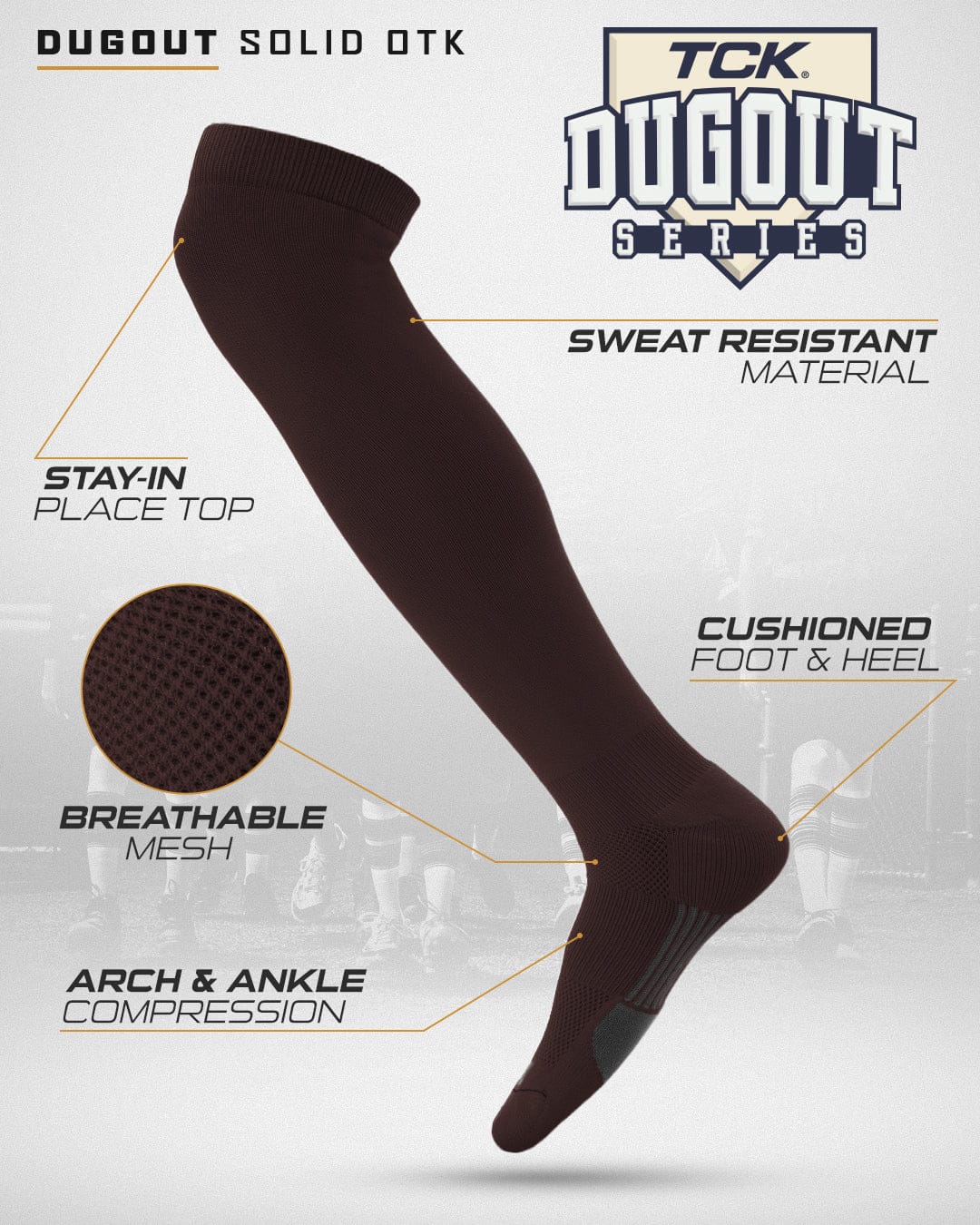 Dugout Over the Knee Baseball Socks | Elite Athletic Sock - Image 17