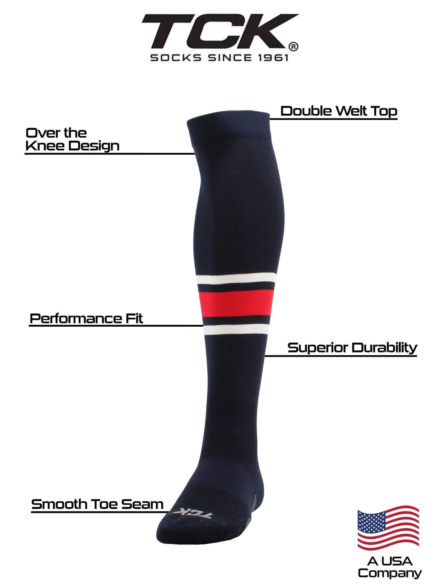 Dugout Striped Over the Knee Baseball Socks Pattern E - Image 3