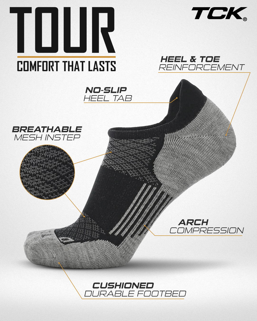 The Tour Golf Socks for Men and Women's No Show - Image 3