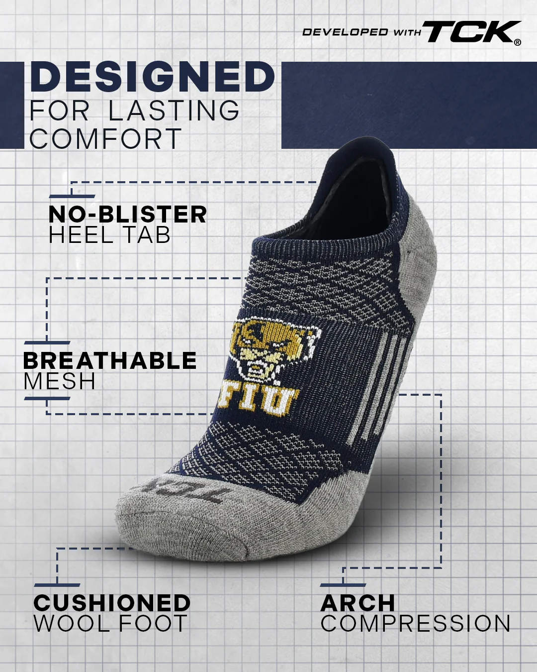 FIU Panthers No Show Tour Socks - Image 2