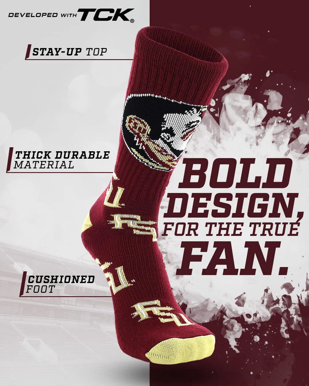 Florida State Seminoles Mayhem Crew Socks - Image 2