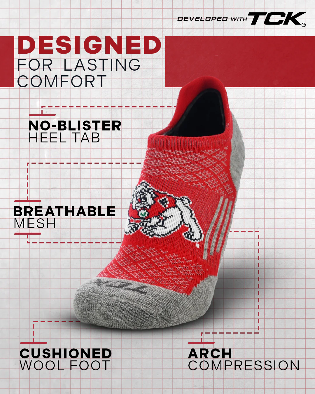 Fresno St. Bulldogs No Show Tour Socks - Image 2