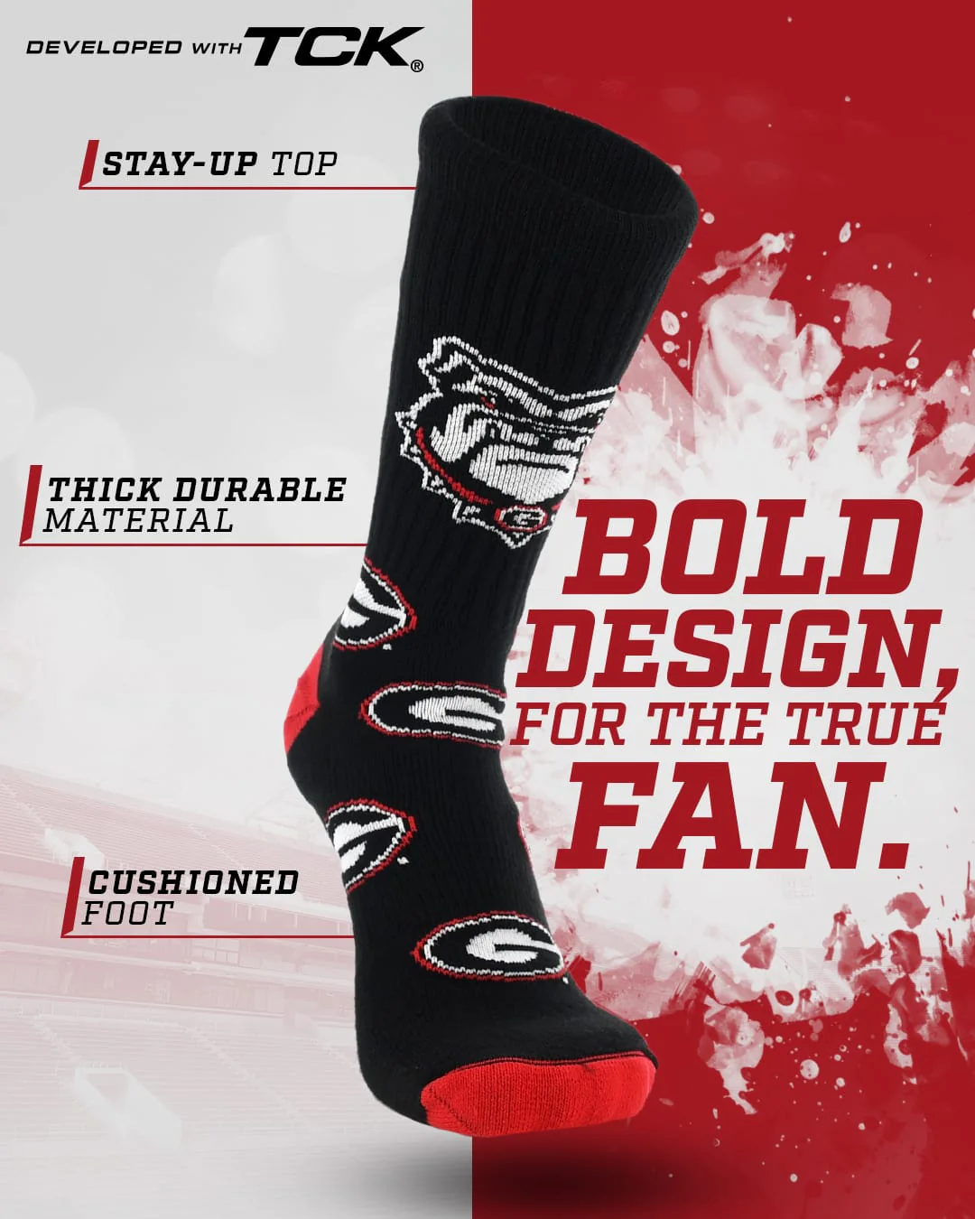 Georgia Bulldogs Mayhem Crew Socks - Image 2