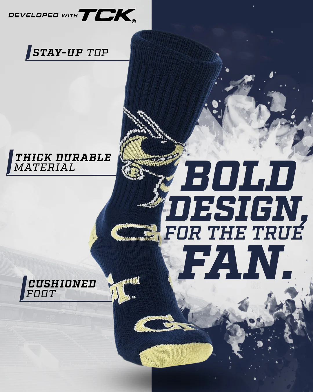 Georgia Tech Yellow Jackets Mayhem Crew Socks - Image 2