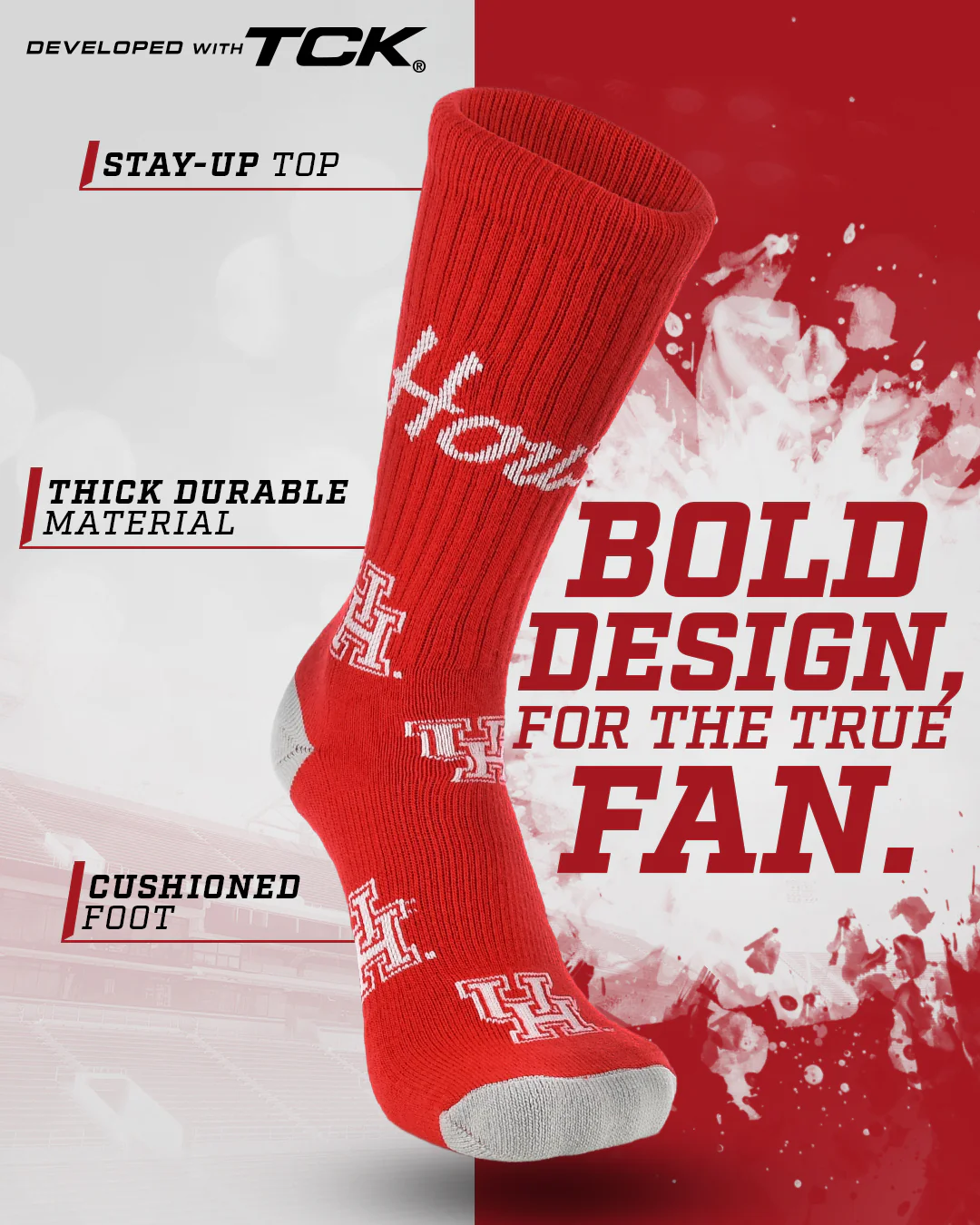 Houston Cougars Mayhem Crew Socks - Image 2
