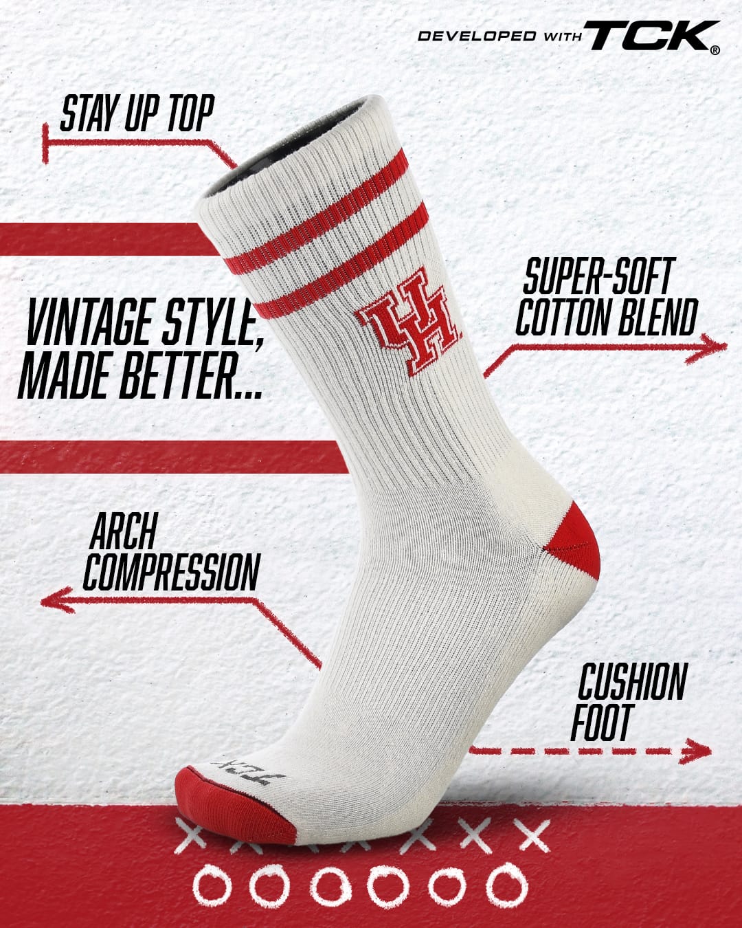 Houston Cougars Socks NCAA Socks For Men and Womens Soft Cotton Sock - Image 2