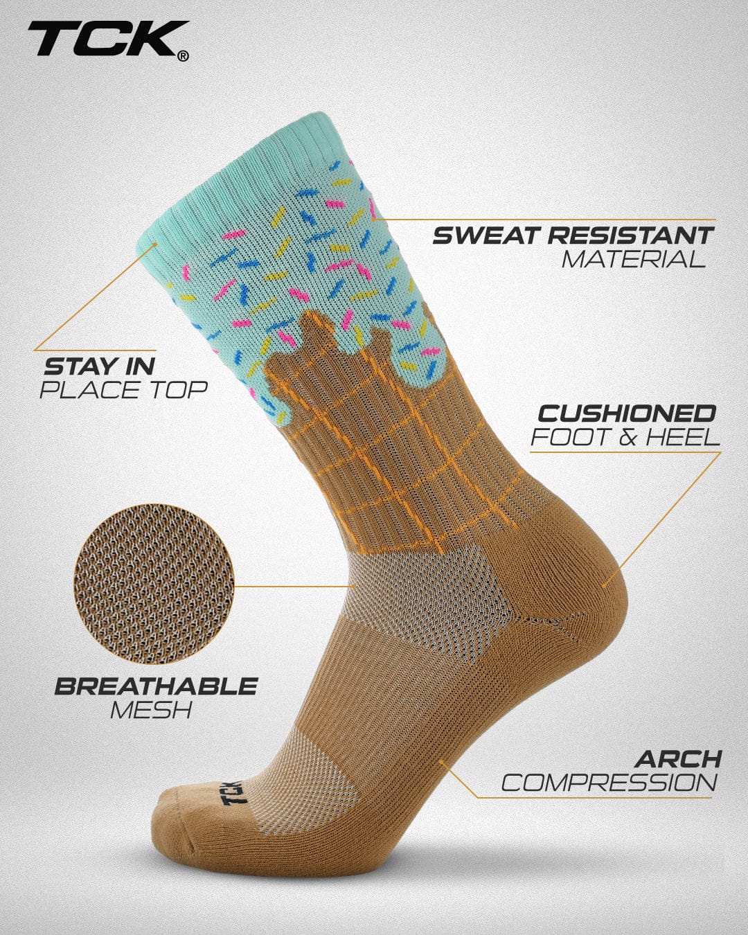 Icy Mint Freeze Ice Cream Cone Crew Socks - Image 2