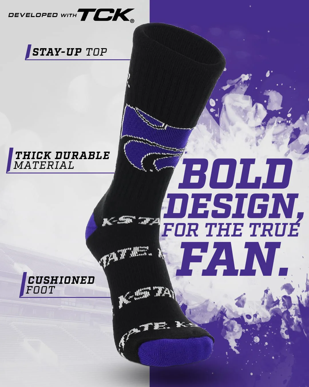 Kansas State Wildcats Mayhem Crew Socks - Image 2