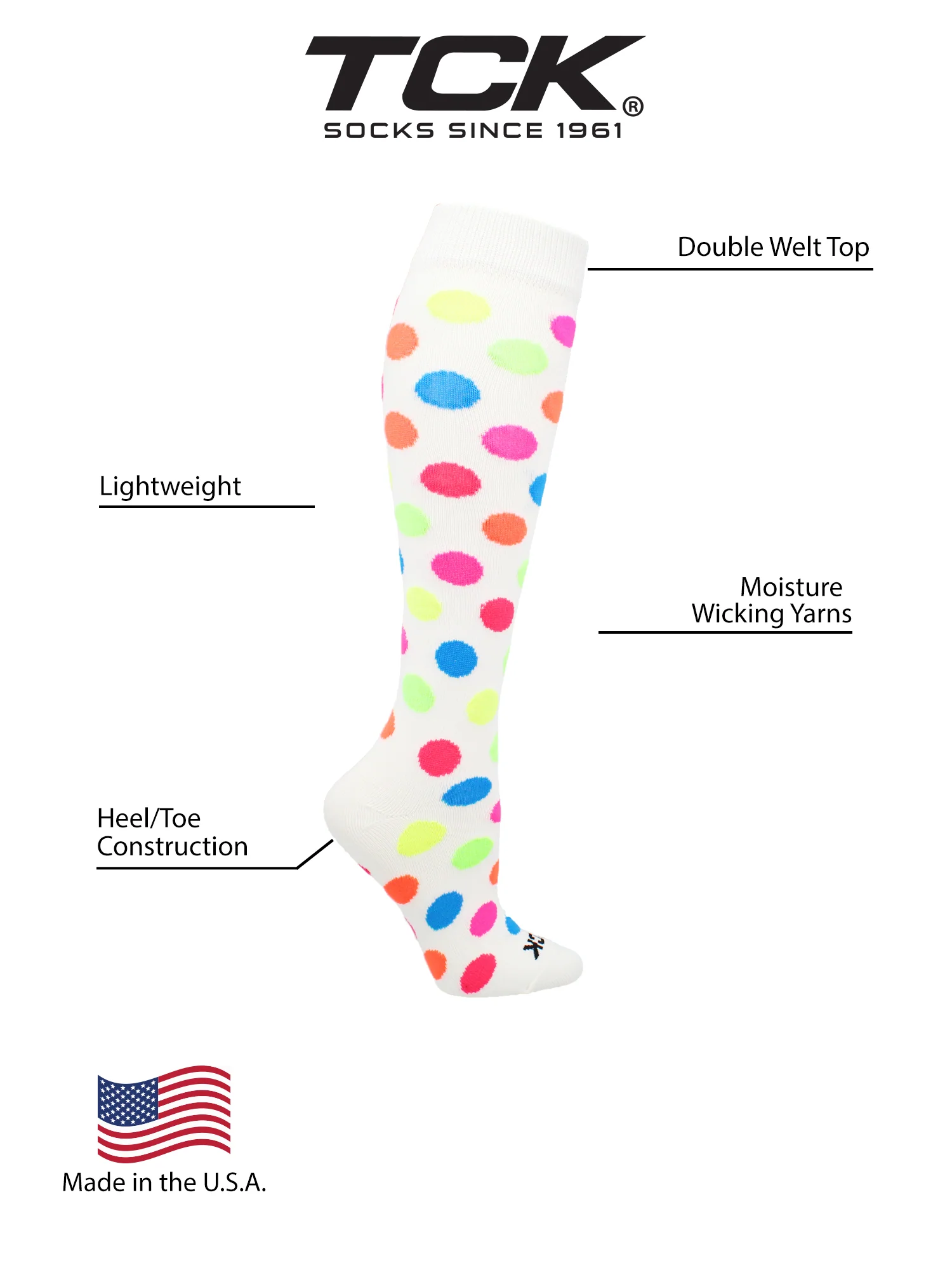 Krazisox White with Neon Polka Dots Socks - Image 3