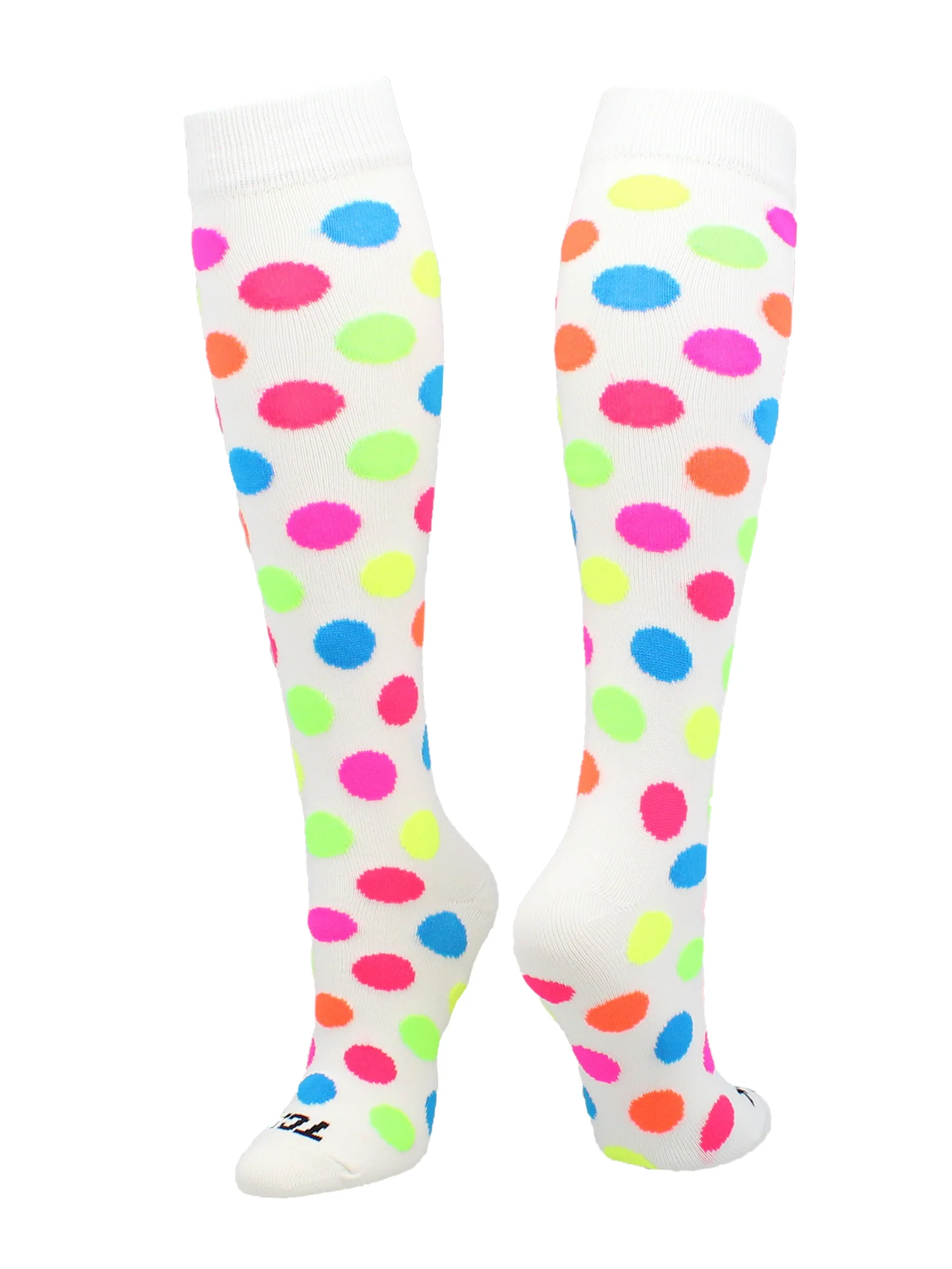 Krazisox White with Neon Polka Dots Socks - Image 5