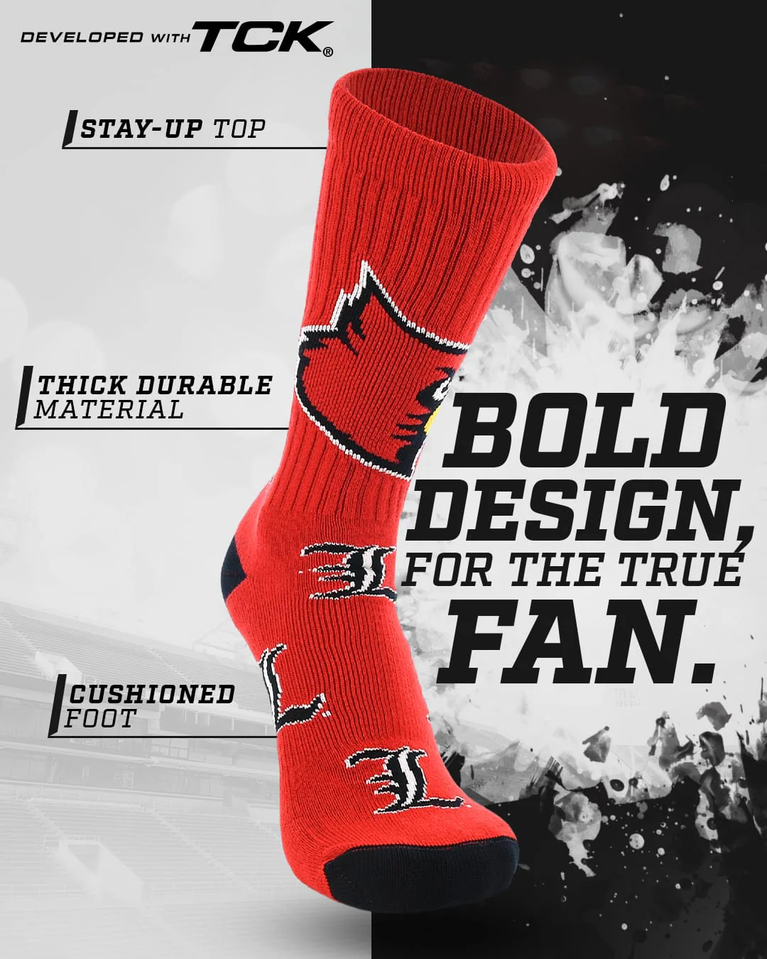 Louisville Cardinals Mayhem Crew Socks - Image 2