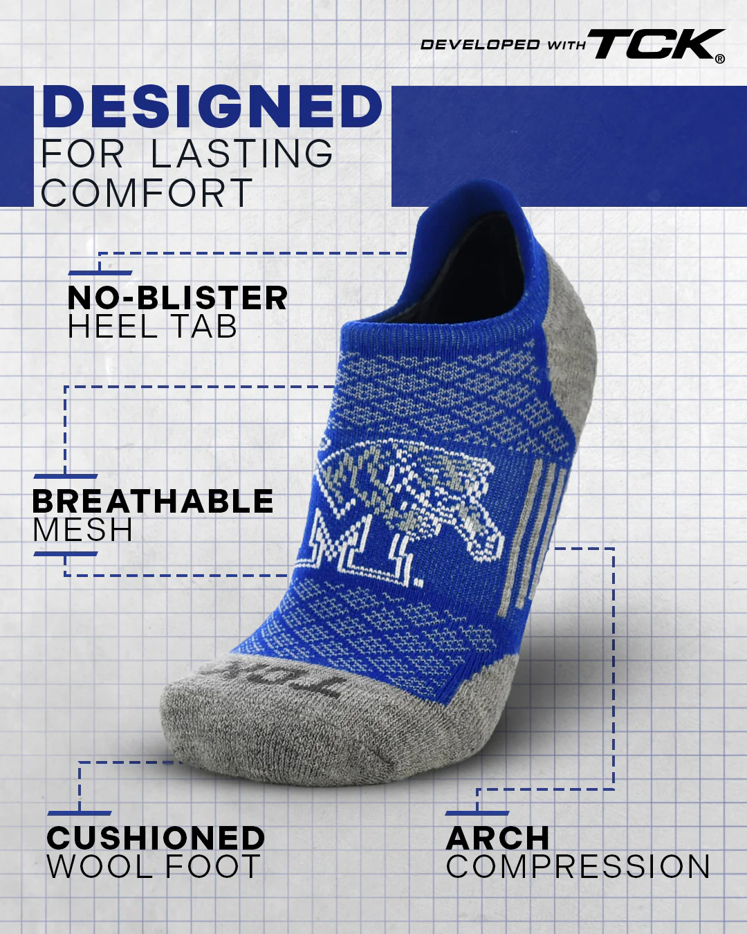 Memphis Tigers No Show Tour Socks - Image 2