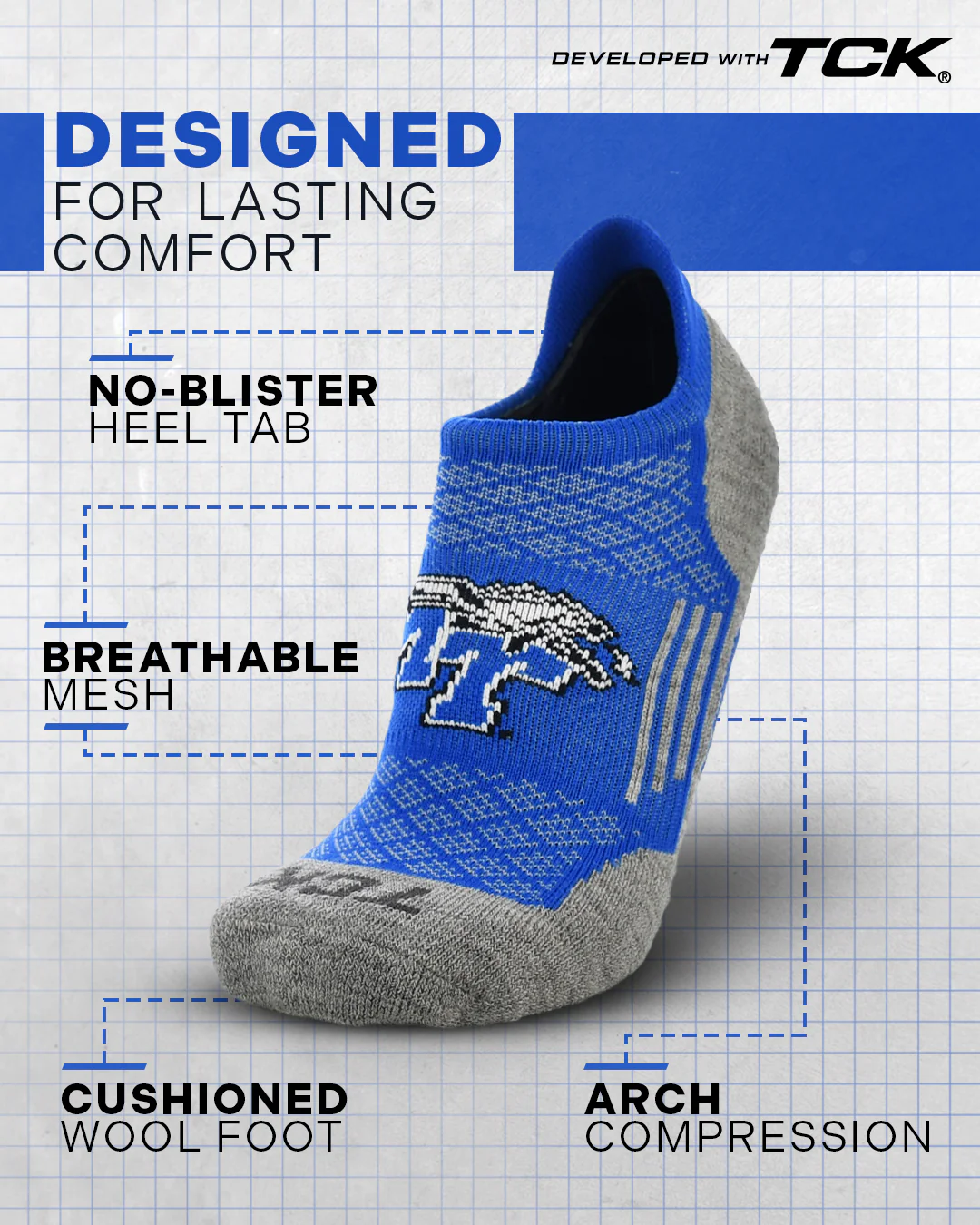Middle Tennessee Blue Raiders No Show Tour Socks - Image 2