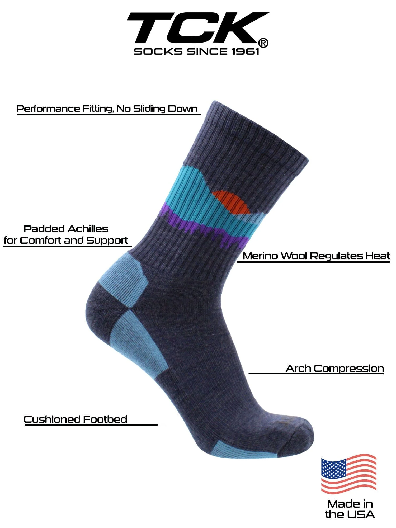 Sunset Merino Wool Hiking Socks For Men & Women - Image 4