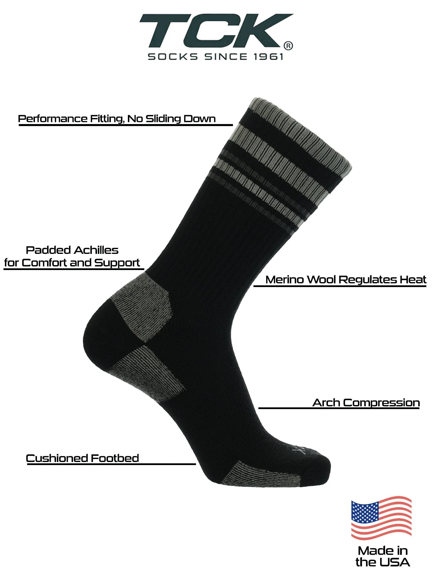 Striped Merino Wool Hiking Socks For Men & Women - Image 4