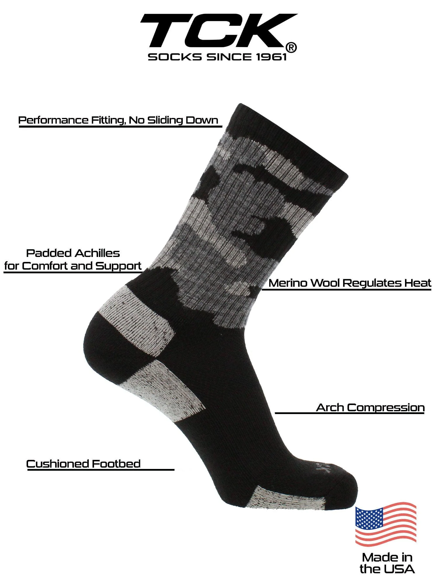 Camo Merino Wool Hiking Socks For Men & Women - Image 4