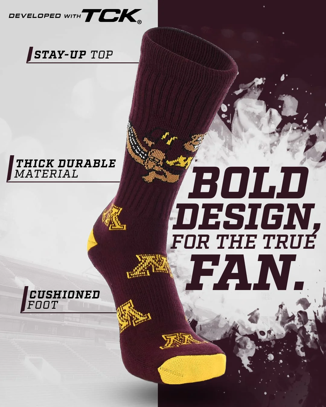 Minnesota Golden Gophers Mayhem Crew Socks - Image 2