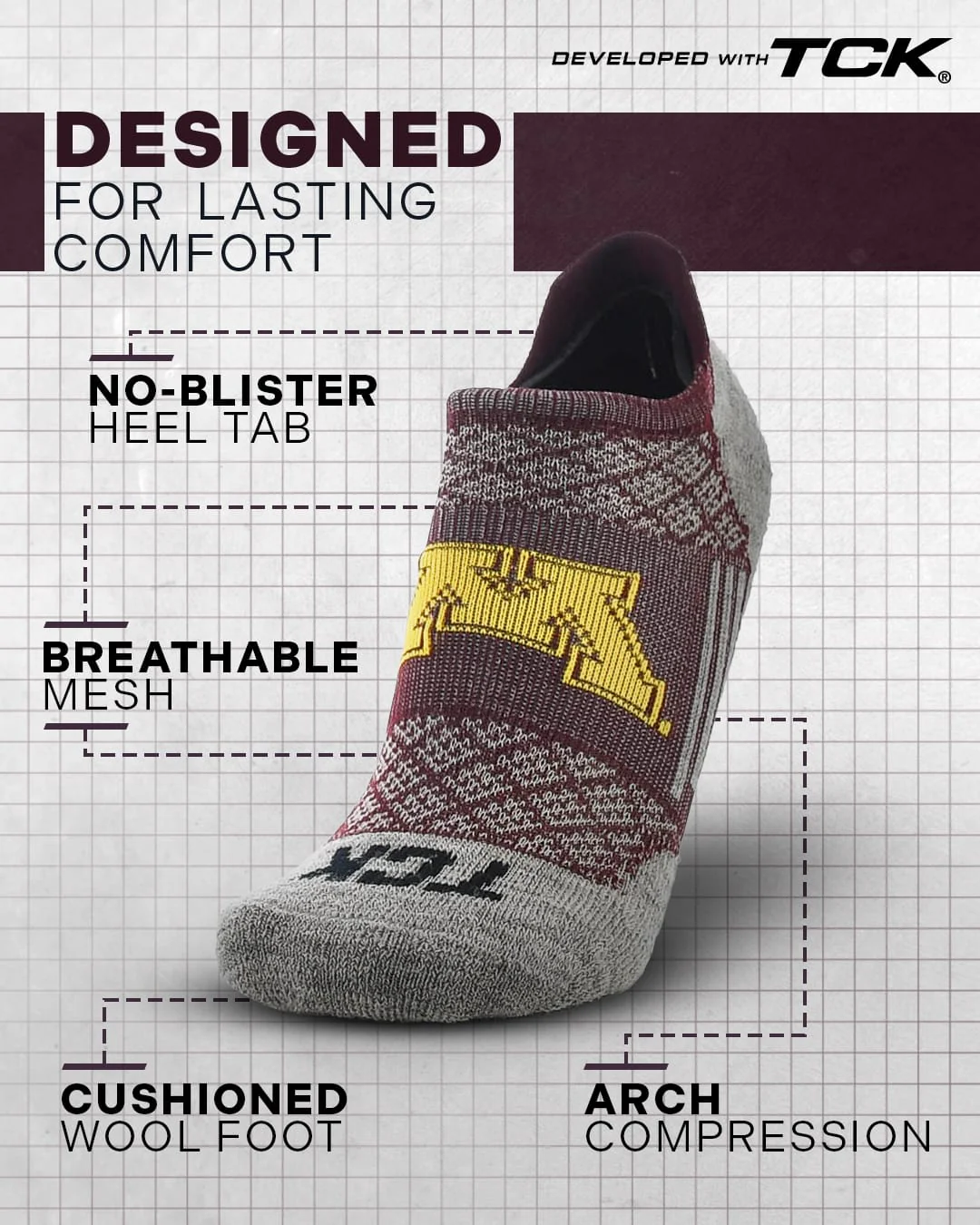 Minnesota Golden Gophers No Show Tour Socks - Image 2