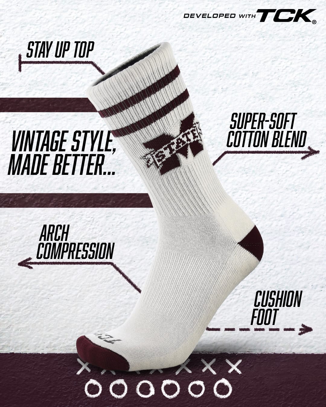 Mississippi St. Bulldogs Socks NCAA Socks For Men and Womens Soft Cotton Sock - Image 2