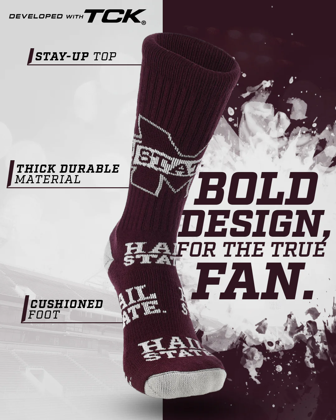 Mississippi State Bulldogs Mayhem Crew Socks - Image 2