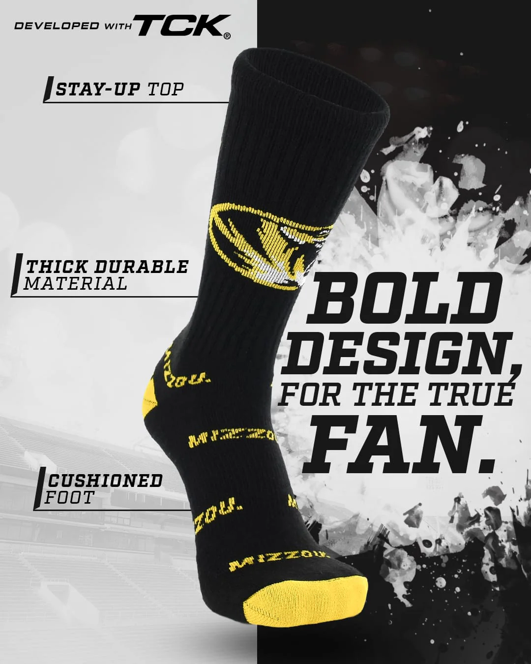 Missouri Tigers Mayhem Crew Socks - Image 2