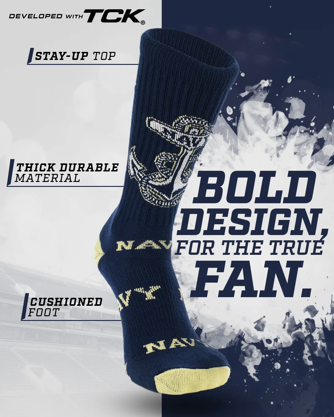 Navy Midshipmen Mayhem Crew Socks - Image 2