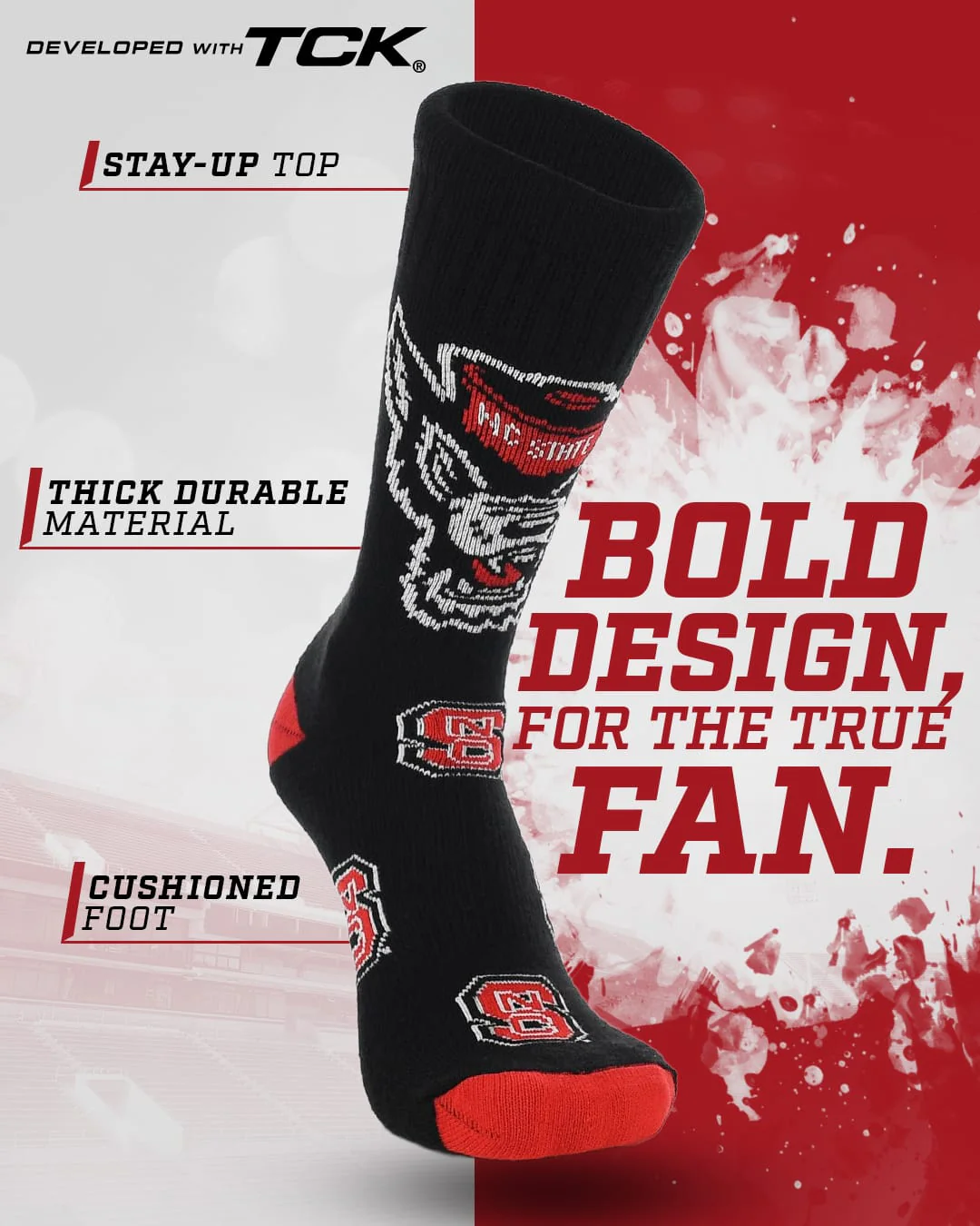 NC State Wolfpack Mayhem Crew Socks - Image 2