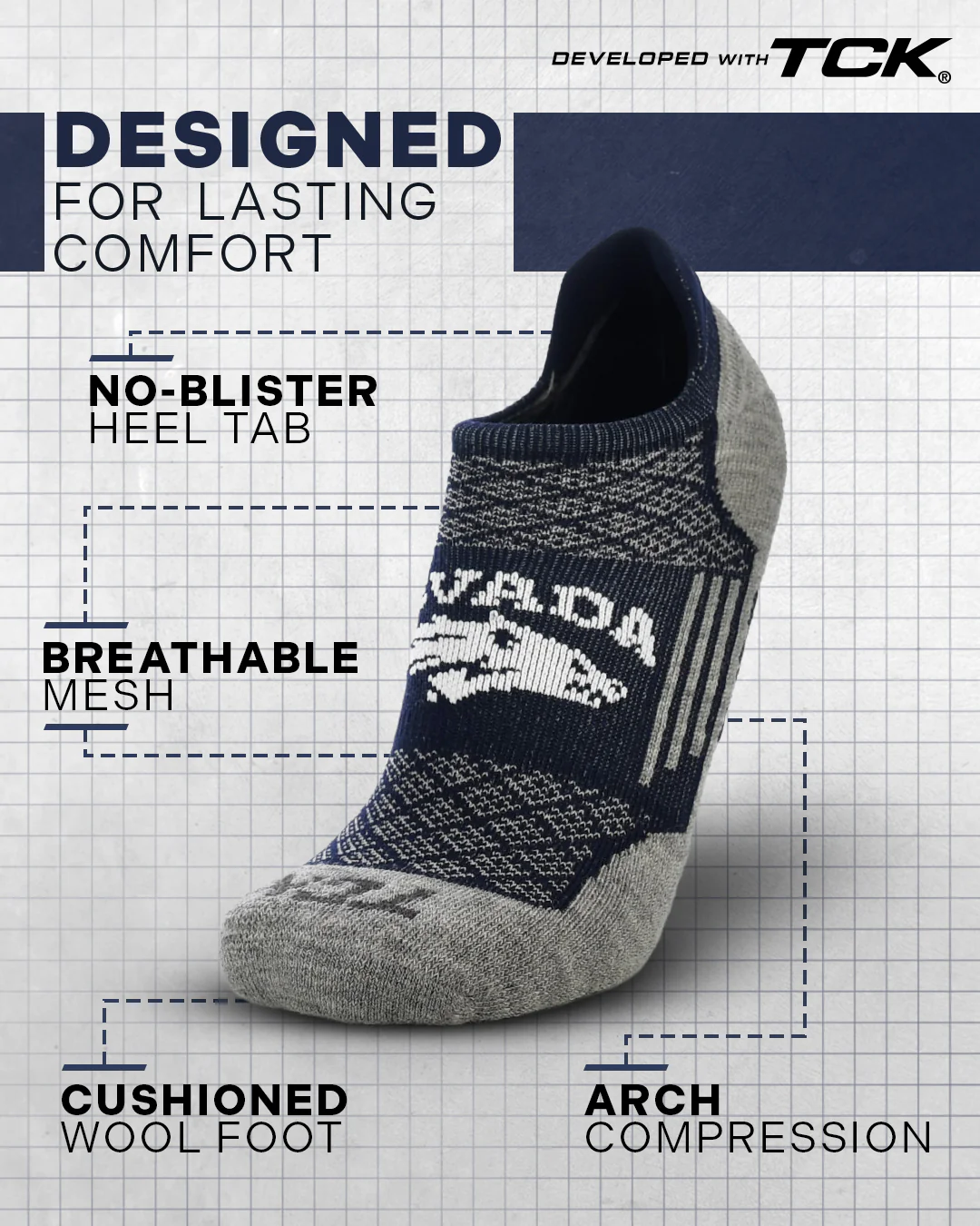 Nevada Wolfpack No Show Tour Socks - Image 2