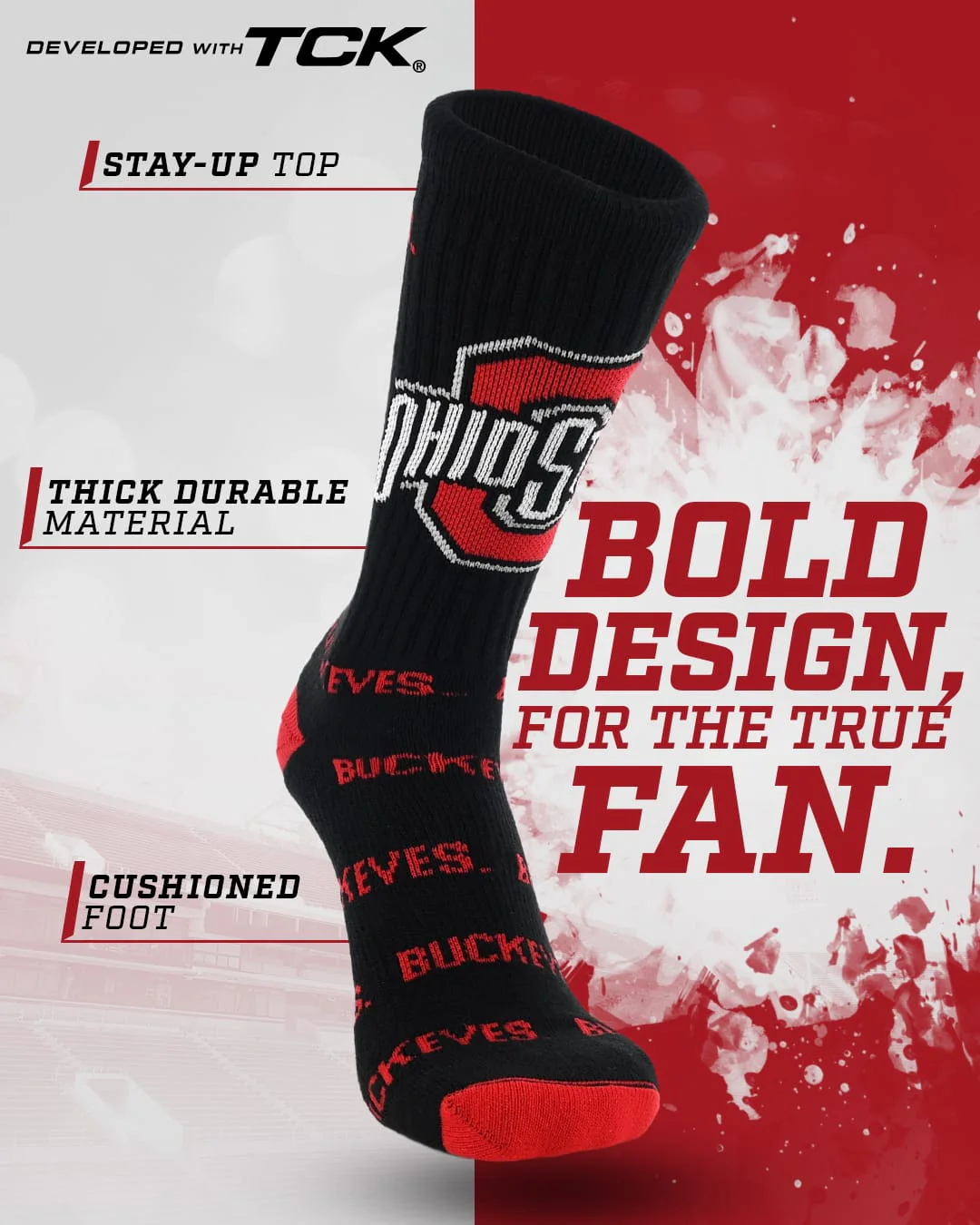 Ohio State Buckeyes Mayhem Crew Socks - Image 2