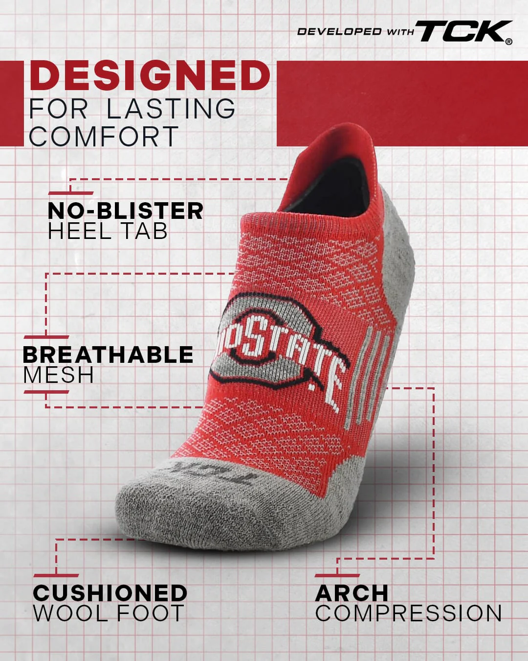 Ohio State Buckeyes No Show Tour Socks - Image 2