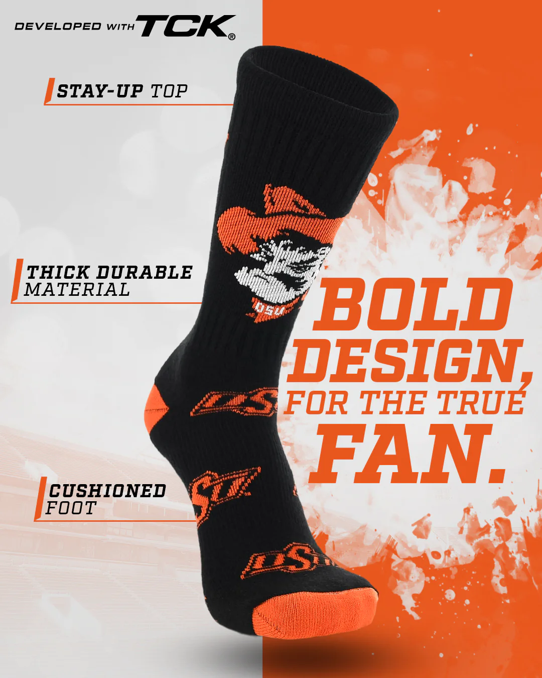 Oklahoma State Cowboys Mayhem Crew Socks - Image 2