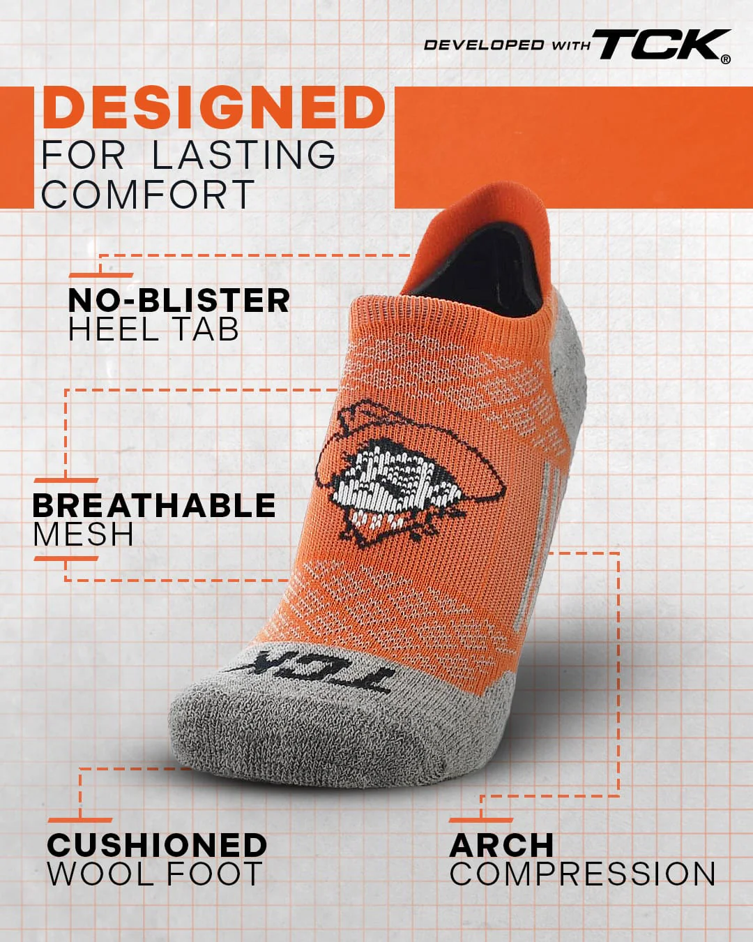 Oklahoma State Cowboys No Show Tour Socks - Image 2