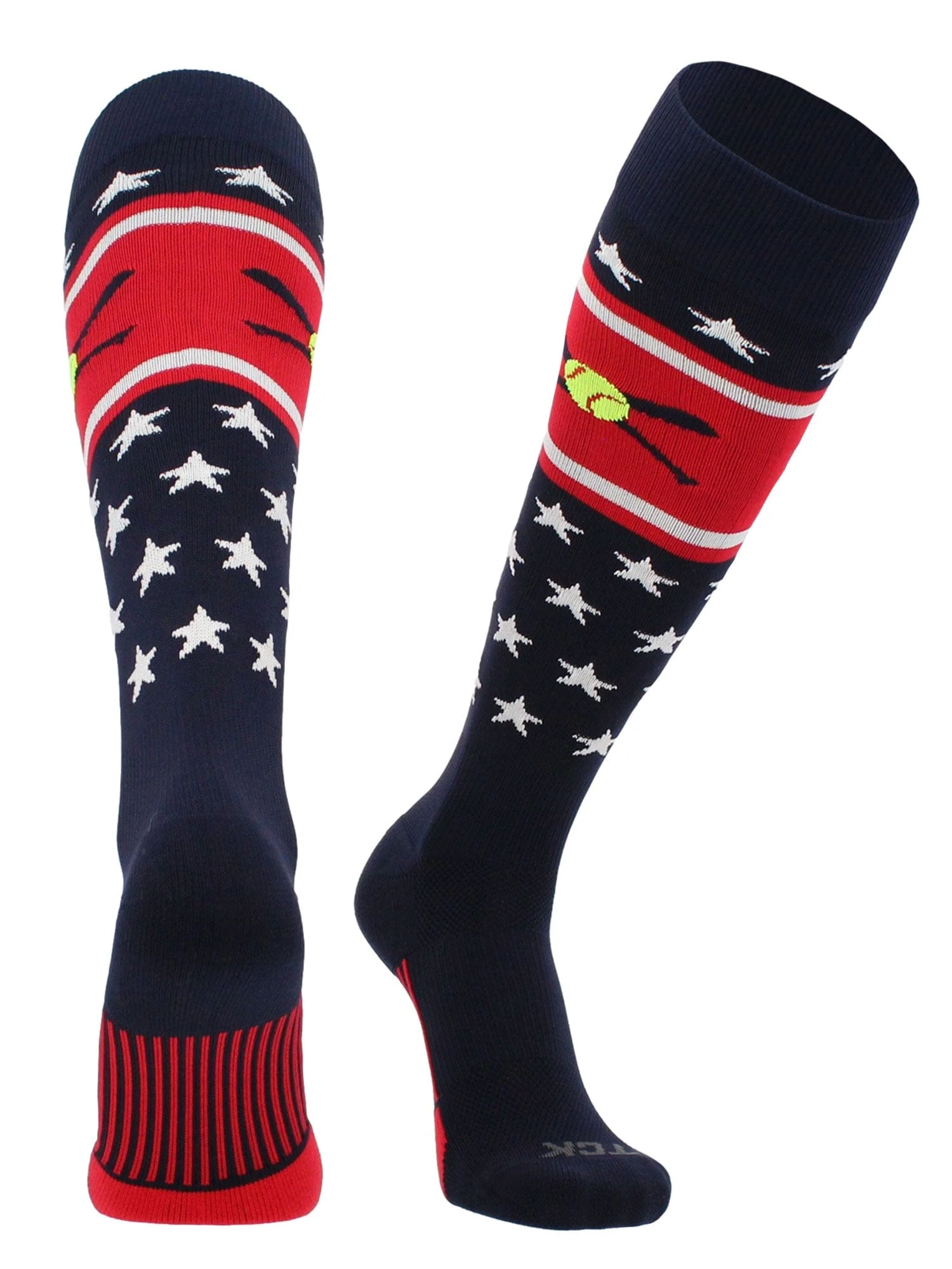 Patriotic USA Softball Socks with Softball Bats Logo - Image 6