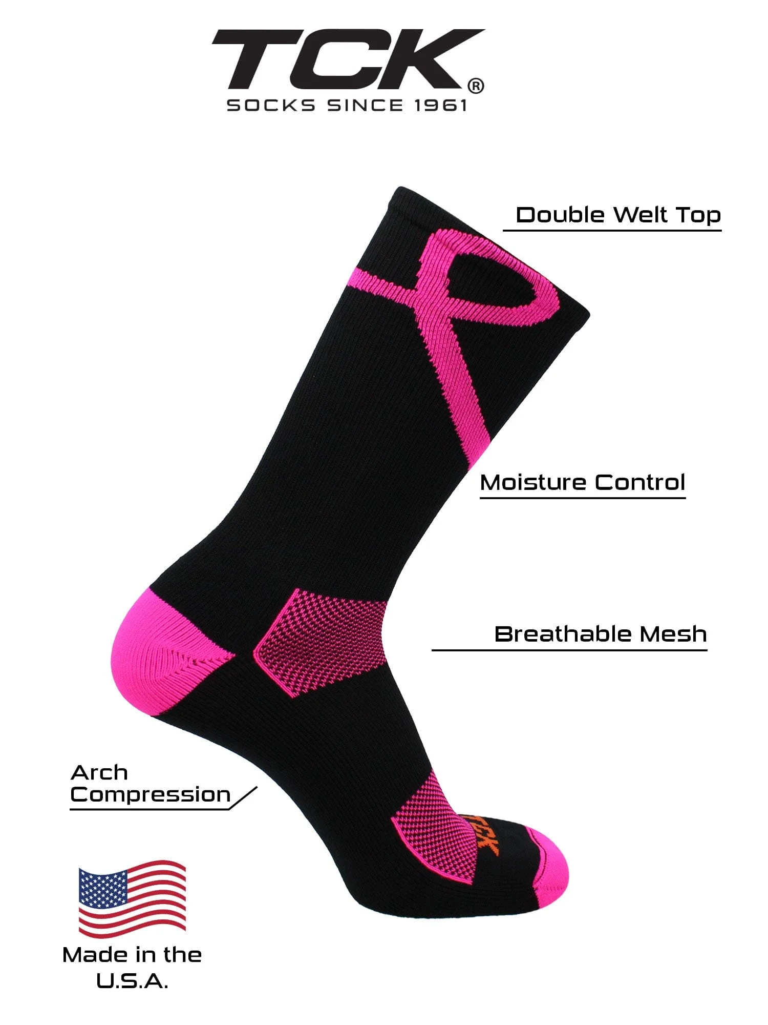 Pink Ribbon Awareness Socks Crew Length - Image 4
