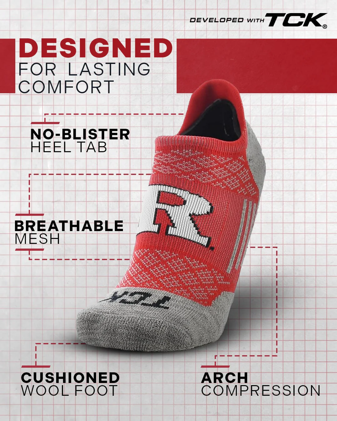 Rutgers Scarlet Knights No Show Tour Socks - Image 2