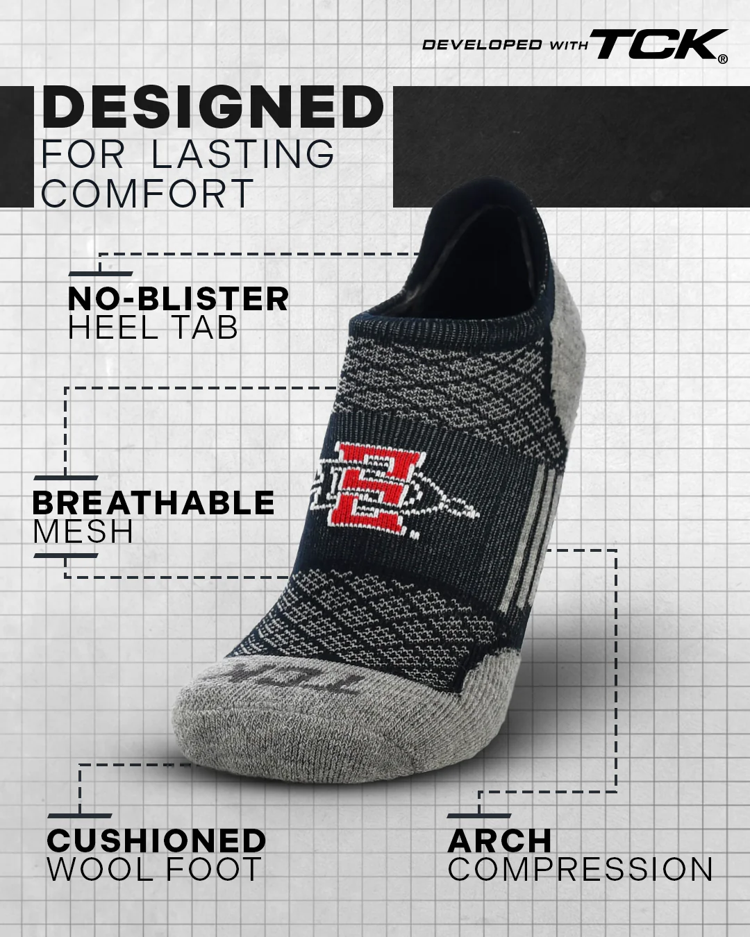 San Diego State Aztecs No Show Tour Socks - Image 2